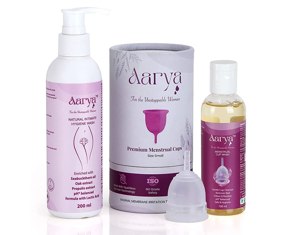 Aarya Period Combo Kit - Menstrual Cup (Small) + Cup Wash + Intimate Wash