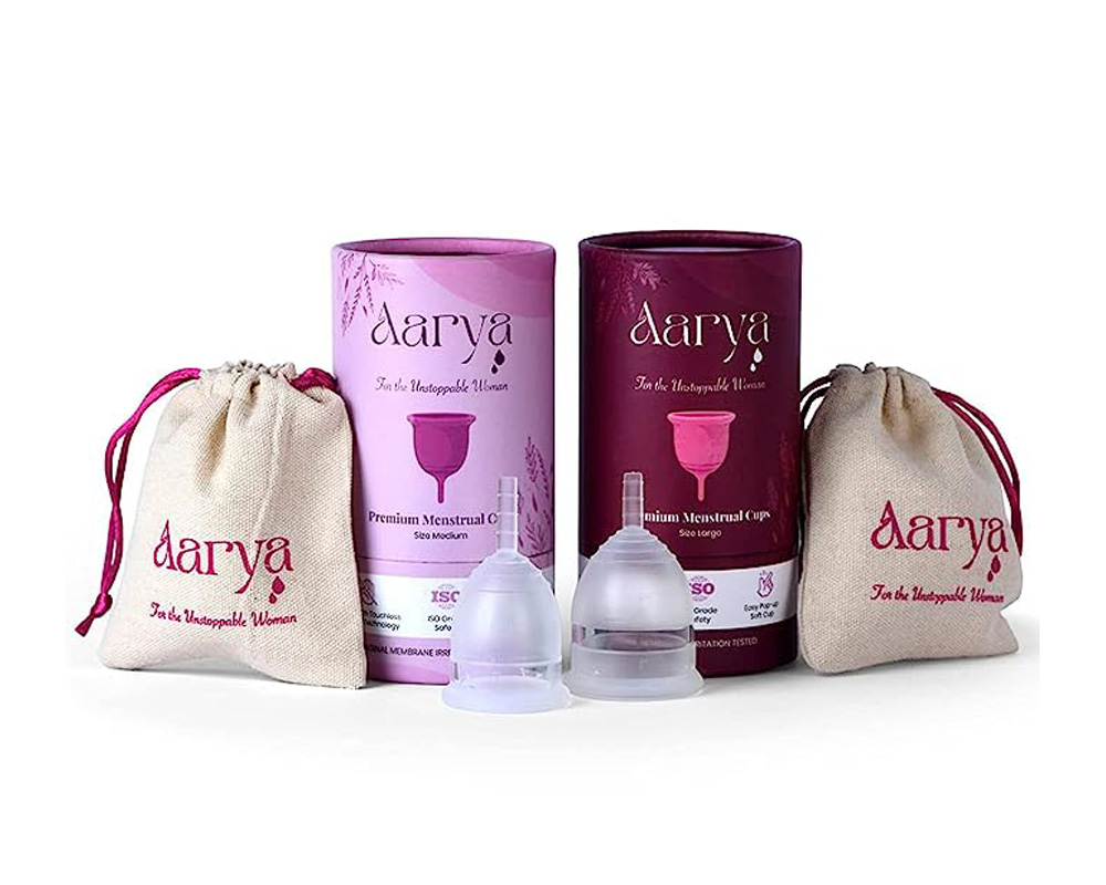 Aarya Premium Menstrual Cups - Medium & Large Size (Pack of 2)