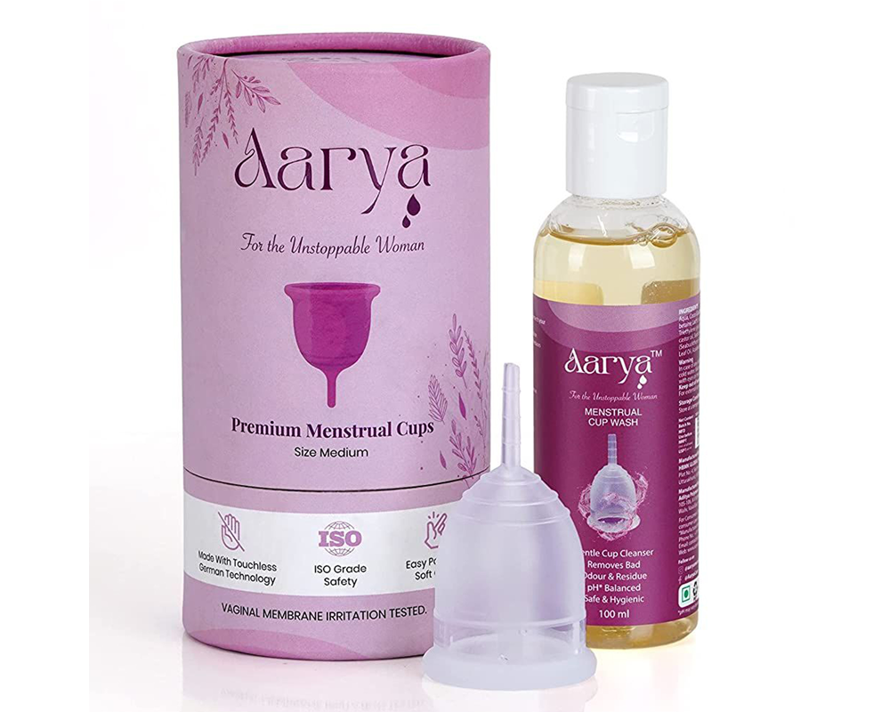 Aarya Reusable Menstrual Cup Medium with Cup Wash (100 ml)