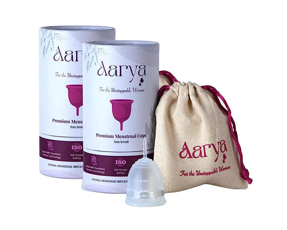 Aarya Period Menstrual Cup with Pouch - Small Size (Pack of 2)